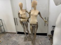 2 x Heritage Genesis Gold and Hessian Female Mannequins, No Reserve