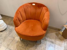 Orange Velvet Shell Chair, No Reserve