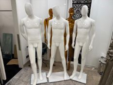 3 x White Male Mannequins on Stands, No Reserve