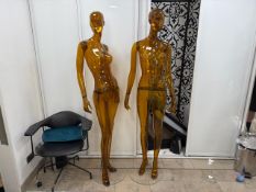 Pair of Amber Clear Female Mannequins on Stands, No Reserve