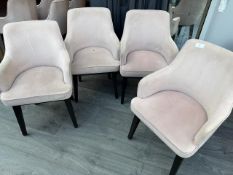 Set of 4 Dusky Pink Upholstered Restaurant Chairs, No Reserve