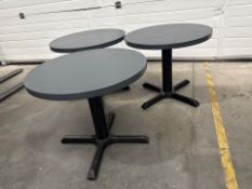 3 X Round Grey Wood Side Tables