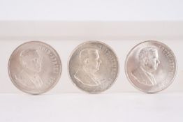 3x 1 Rand; 2x 1967, 1x 1969; 800er Silber, je ca. 15g, aus Sammler-Bestand.