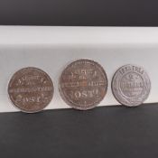 "Gebiet des Oberbefehlshabers Ost", 2 Kopeken bzw. 3 Kopeken 1916. Eisen mit Korrosionsspuren. Beig