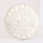 (F) 100 Schilling, Österreich 1975, Johann Strauß, 640er Silber, ss/vz.