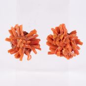 1 Paar Korallen-Ohrclips, lachsfarben, Clips aus unedlem Material, Korallen in Stäbchenform, Durchm
