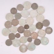 DM - Münzsammlung bestehend aus 13x 10 DM, 12x 5 DM, 7x 2 DM und 3x 0,50 DM. 1949: 2x J und 1x G, i