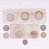 10-teilige Münzsammlung "Deutsches Reich" (Kaiserzeit und 3. Reich), teilweise Silber, verschiedene
