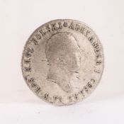 (L) 1 Zloty / polnischer Rubel, Polen 1819, Durchmesser ca. 23mm, ca. 4,5g, 593er Silber, unrunder 