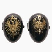 Zwei Deckel-Ostereier mit appliziertem Deutschem Reichsadler - Potsdam oder Berlin um 1871/1880