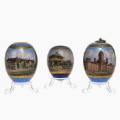 3 Ostereier-Flakons mit Vedutenmalerei - KPM Berlin um 1870/1880