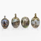 4 Ostereier-Flakons mit Vedutenmalerei - KPM Berlin um 1880/1890