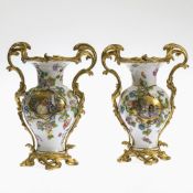 Paar seltene Vasen mit vergoldeter Bronzemontierung - Meissen um 1770