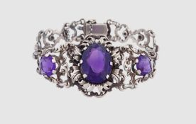 Schönes Silber Armband mit Amethyste, Silber 800/- gest., Gewicht 25 Gramm