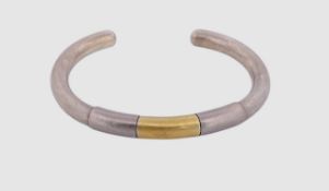 Massiver Armreif, Silber, Gold und Platin, ungestempelt, Gold 18K, geprüft, 47,9 Gramm