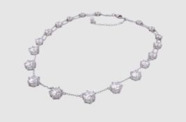 Silber Halskette mit klaren Steinen, Silber 925/- gest.,  43 - 50 cm, Gewicht 21,2 Gramm