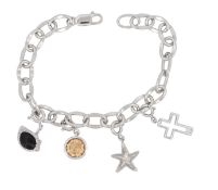 Sog. Bettel Armband mit 4 Anhängern, Sterlingsilber 925/-, Länge 20,0 cm, Gewicht 19,9 Gramm