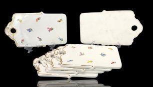 Meissen, 6 Servier-/Kuchenplatten „Streublümchen“, 1. Wahl