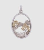 Landschafts Anhänger, Silber 925/- gest., Länge 3,0 cm, Gewicht 2,4 Gramm