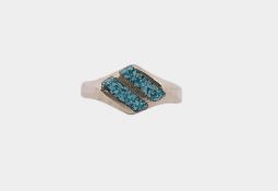 Ring mit türkisen Steinen, Mexico, Sterlingsilber 925/- gest., Ringgröße 49, Gewicht 2,5 Gramm