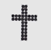 Modeschmuck Brustkreuz mit Spinell, PtB gestempelt, 3,5 x 2,6 cm