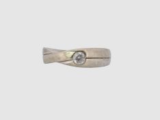 Silberring mit einem rund facettierten klaren Stein, Sterlingsilber 925/- gest., Ringgröße 58, Gewi
