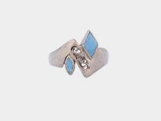 Ring mit blauen Steinen, Silber 925/- gest., Ringgröße 56, Gewicht 3,2 Gramm
