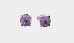 Paar Amethyst Ohrstecker, Silber 925/- gest., Gewicht 2,0 Gramm