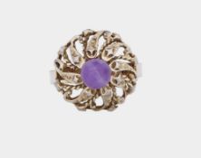 Ring mit Amethyst , Silber 835/- vergoldet, offene Ringschiene, Gewicht 4,0 Gramm