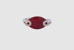 Silberring mit Karneol, Silber 835/- offene Ringschiene, Gewicht 2,9 Gramm