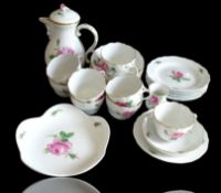 Kaffeeservice " Meissen " Dekor " Rote Rose ", 20. Jh.
