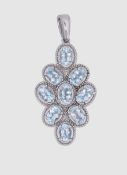 Modeschmuck Anhänger mit Farbsteinen, 316LSS gestempelt, 4,3 x 2,0 cm