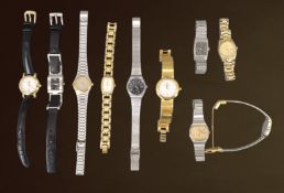 Konvolut div. Damen Armbanduhren, 10 Stück, Quartz, Funktionen nicht überprüft, Marken wie : Seiko,