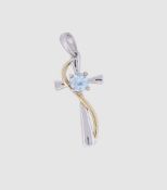 Kreuz Kettenanhänger mit Topas, Silber 925/- gest., 3,2 x 1,3 cm, Gewicht 1,3 Gramm