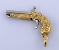 Pistolen-Anhänger Gelb- und Weißgold