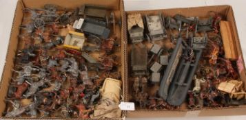Britains Pre / Post War - Mixed Group Of Horse Drawn Carts, Horse's & Other Items.