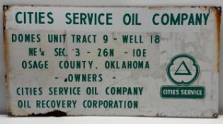 Cities Service Osage County Oklahoma Porcelain Lease Sign