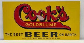 NOS 1940 Cook's Beer Embossed Sign