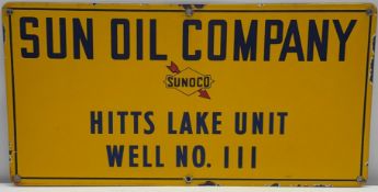 Sun Oil Company Hitts Lake Porcelain Lease Sign w/ Logo