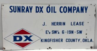 Sunray DX Porcelain Lease Sign Kingisher County, Oklahoma