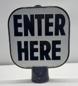 Enter Here Porcelain Parking Lot Curb Sign