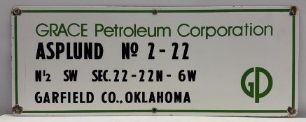 Grace Petroleum Company Garfield County, OK Porcelain Lease Sign