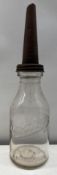 1920's ENARCO Raised Letter Quart Oil Bottle w/ Original Spout