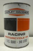 Harley Davidson Motorcycle Racing Quart Oil Can