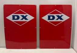 Two D-X Porcelain Gas Pump Signs
