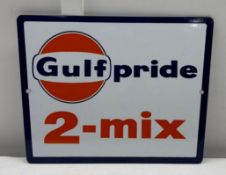 Gulf Pride 2-Mix Porcelain Gasoline Pump Plate