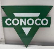 Conoco Green Porcelain Gasoline Pump Sign