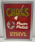 Curt's Oil Company Power Packed Ethyl Gas Pump Sign