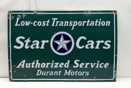 Star Cars Authorized Service Durant Motors Porcelain Sign