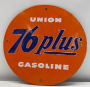Union 7600 Plus Porcelain Gas Pump Sign